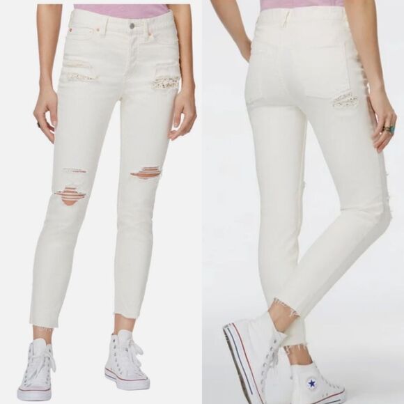 Free people Lacey stilt cream distressed jeans ankle - Picture 1 of 9